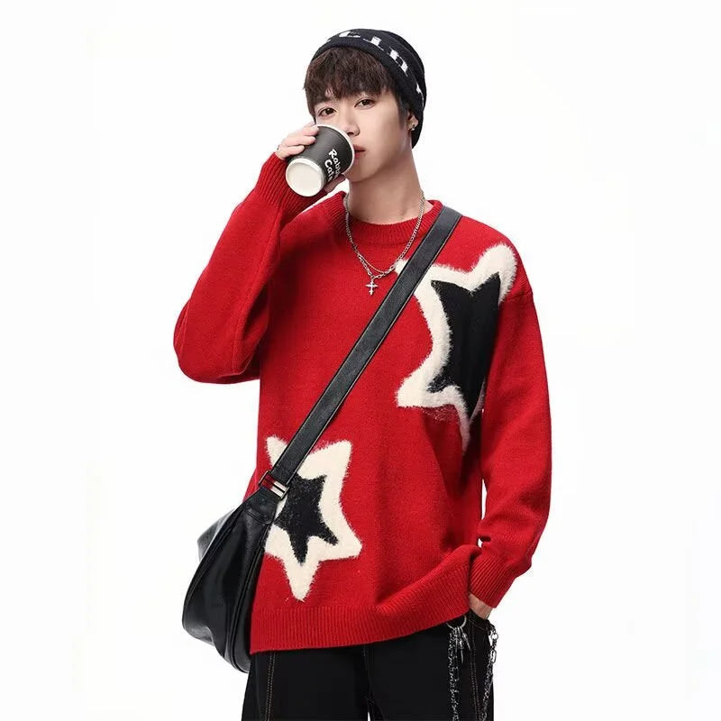 Star Pattern Jacquard Knit Sweater