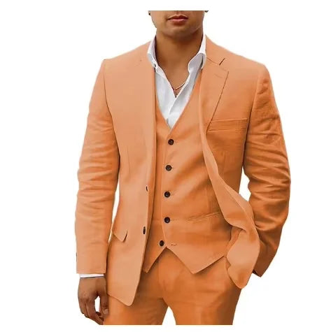 Linen Three-Piece Beach Wedding Tuxedo