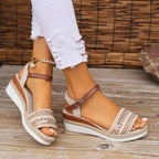 Women Patchwork Wedge Heel Sandals