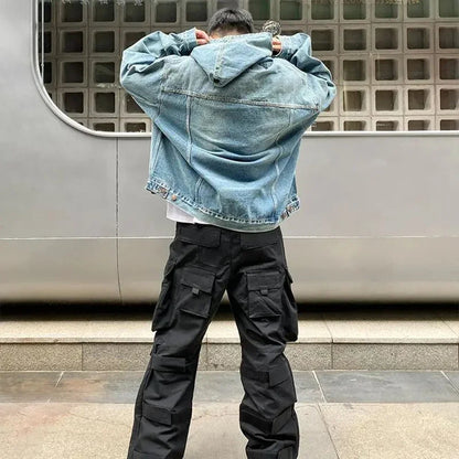 Distressed Denim Hoodie