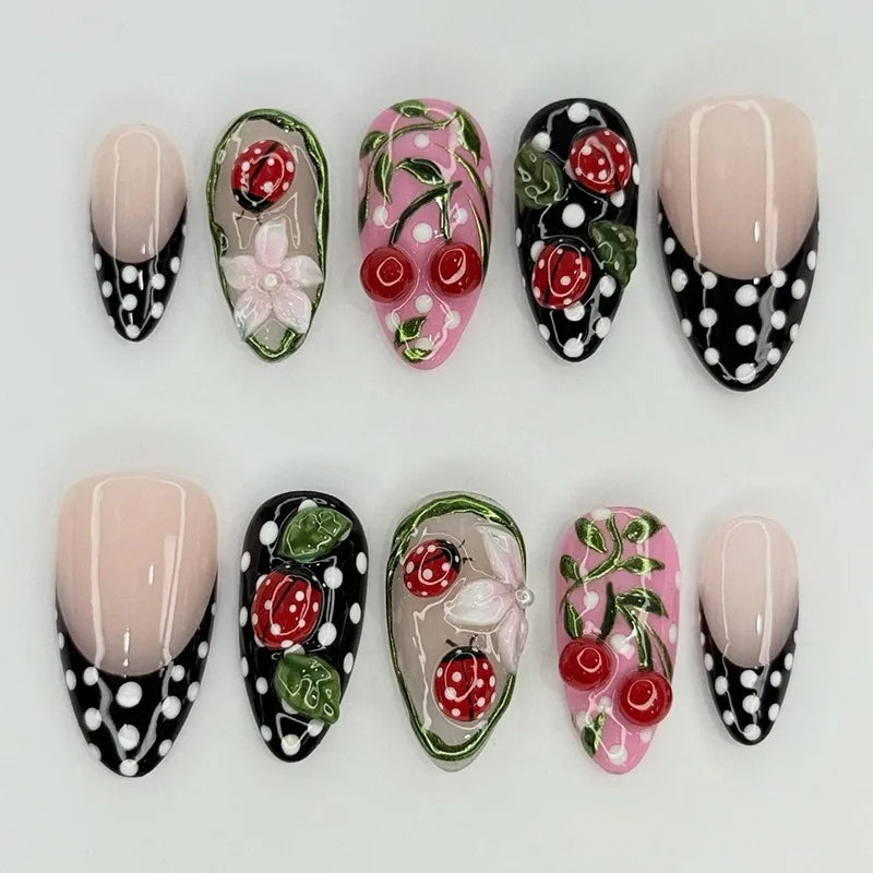 Blue Press Nails Polka Dot