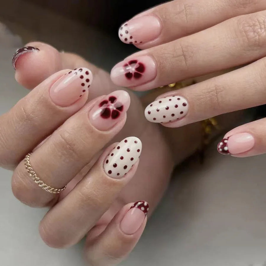 Blue Press Nails Polka Dot