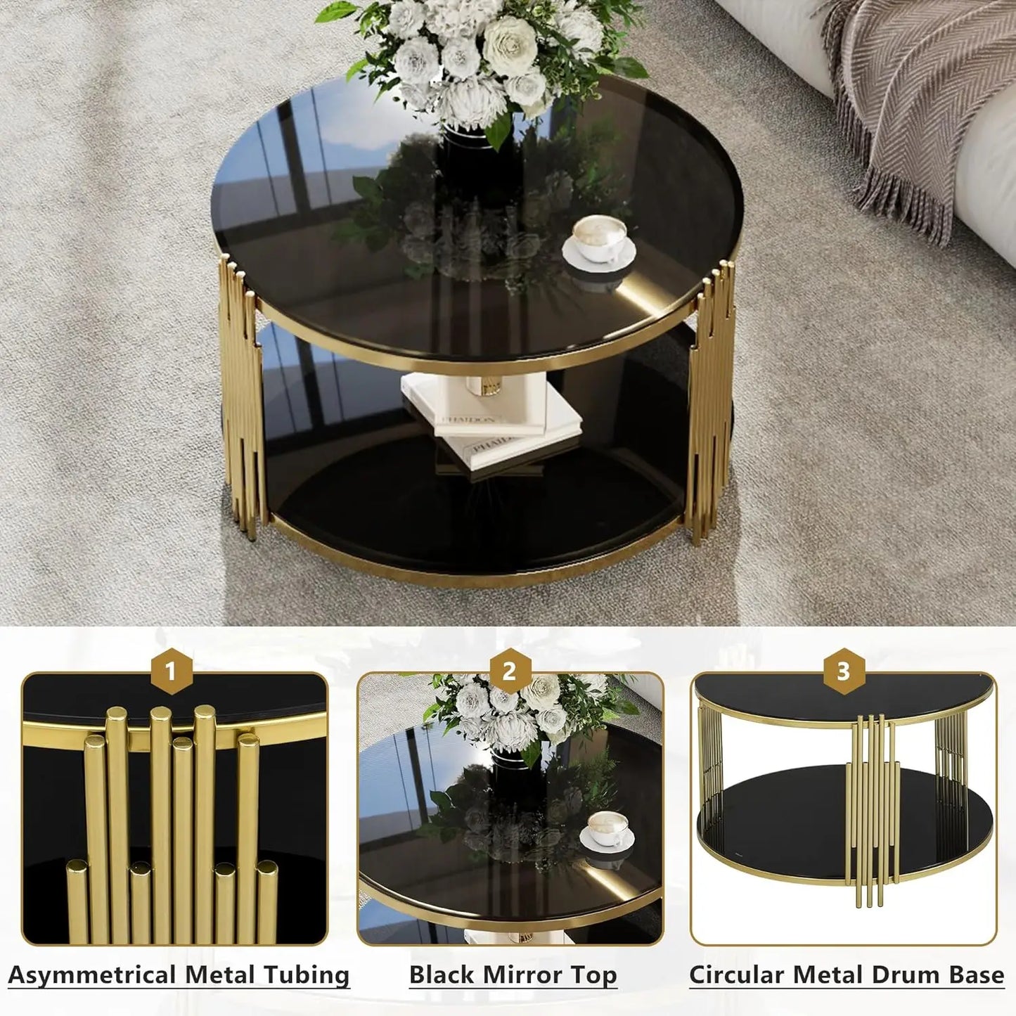 Gold Glass Coffee Table