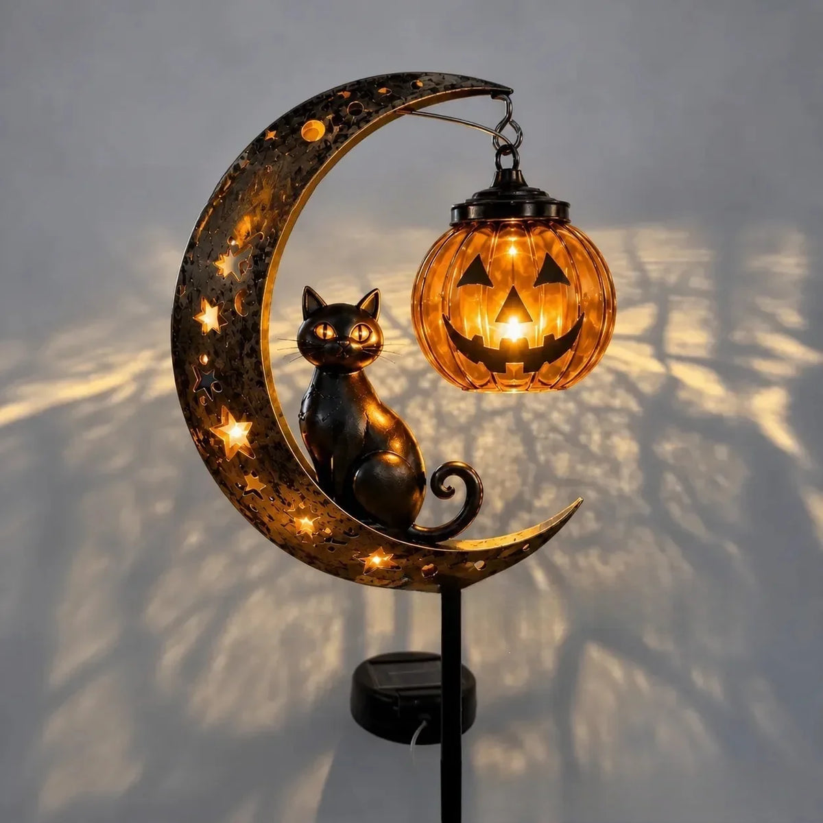 Black Cat Pumpkin Garden Lamp