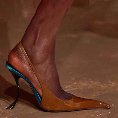 Patent Leather Pointed-Toe Sandals