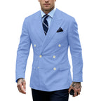 Linen Double-Breasted Slim Tuxedo Blazer