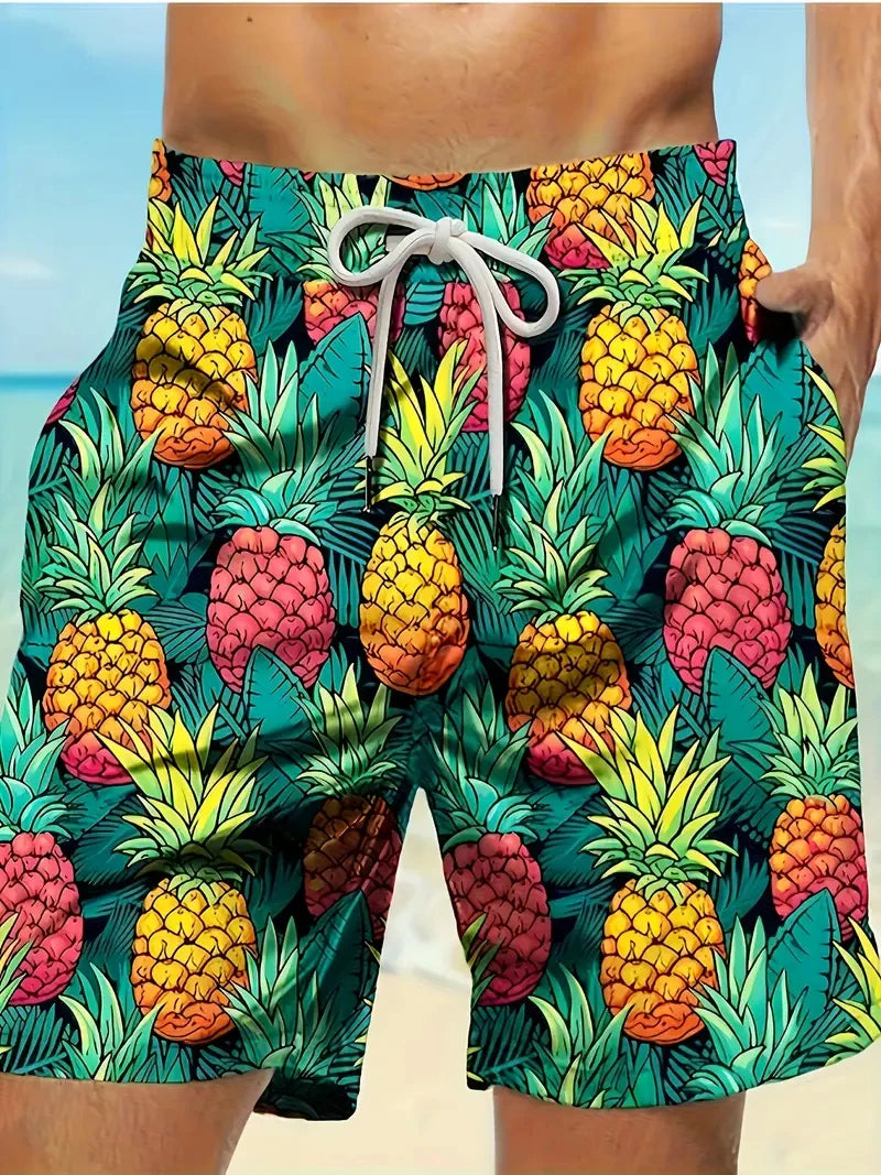 Pineapple 3D Print Swim Trunks