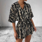 Geometric Print Loose-Fit Commuter Romper