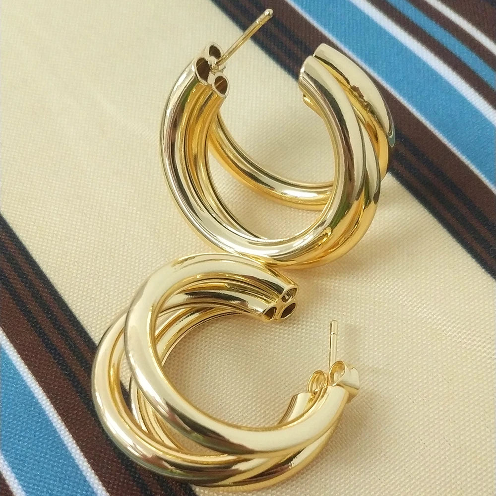 Gold Twisted Hoop Earrings