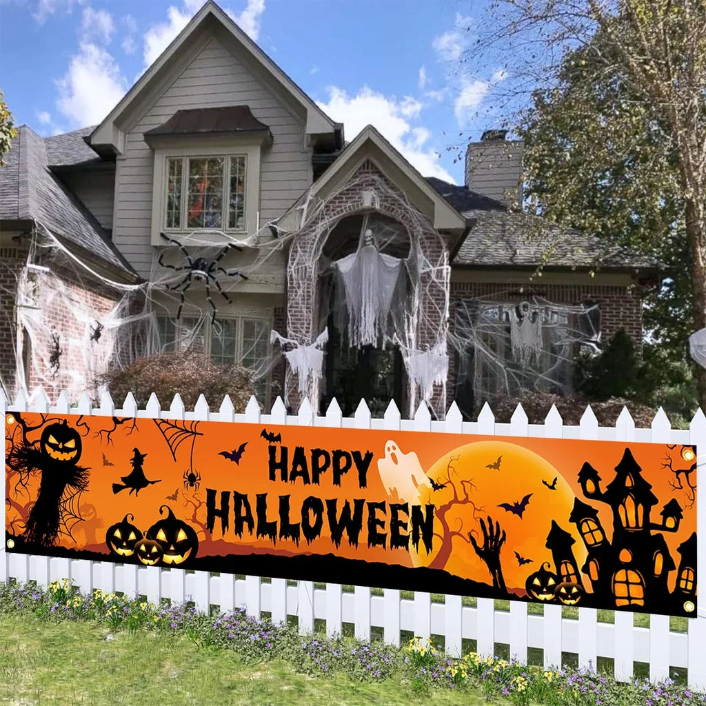 Pumpkin and Bat Halloween Banner