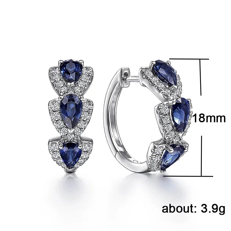 Blue Zirconia Hoop Earrings