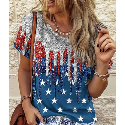 USA Flag Plus Size Casual Tee