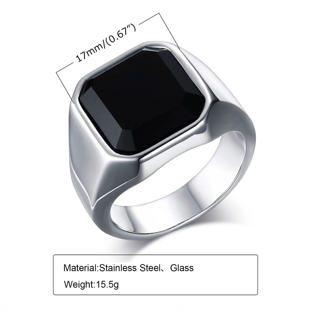 Punk Natural Stone Stainless Steel Ring