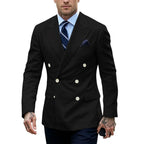 Linen Double-Breasted Slim Tuxedo Blazer