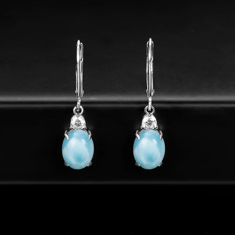Larimar Silver Drop Earrings