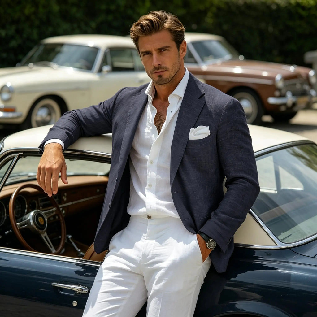 Linen Notch-Lapel Business Sport Coat