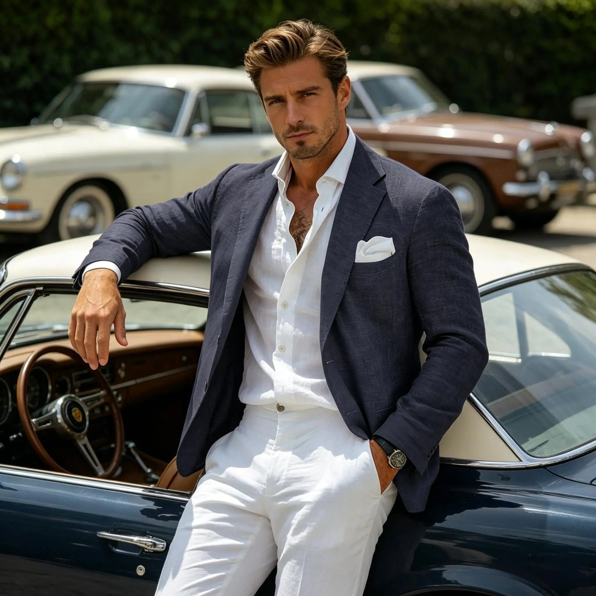 Linen Notch-Lapel Business Sport Coat