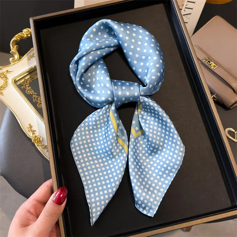 Dot Print 70cm Silk Square Scarf