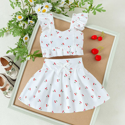 Baby Girl Cherry Heart Top & Skirt Set
