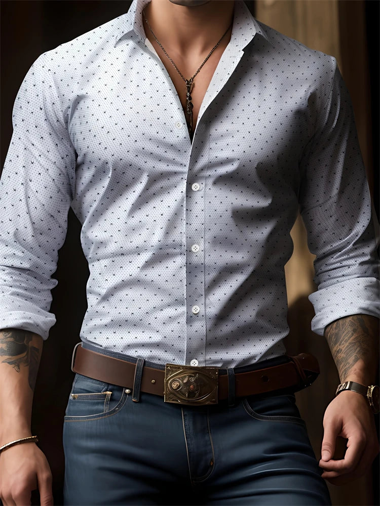 V-Neck Print Casual Shirt
