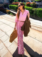 hfwomenfz Rainbow Print Wide-Leg Trousers