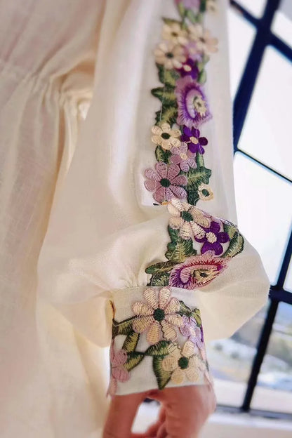 Spring Embroidered Chiffon Dress