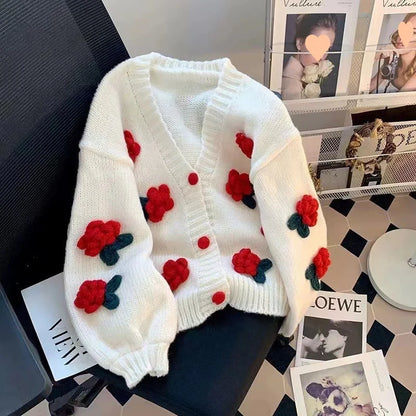 3D Flower Knit Cardigan