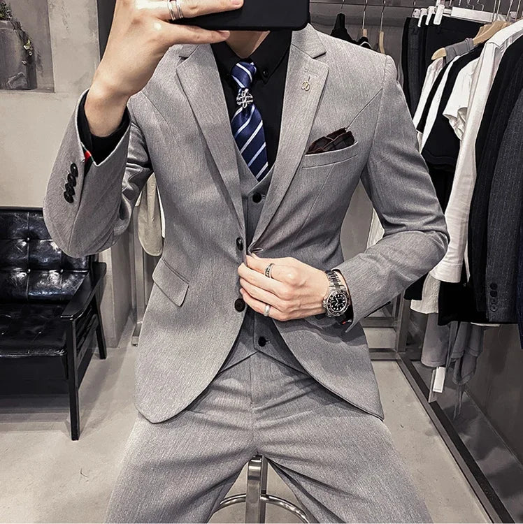 Lattice Plaid Three-Piece Formal Suit