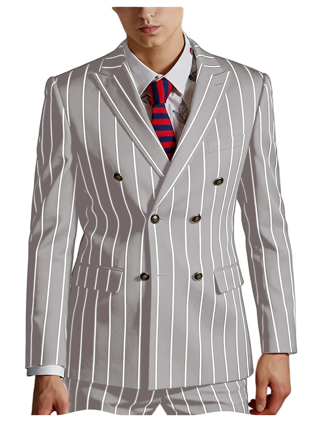 Pinstripe Double-Breasted Slim Tuxedo