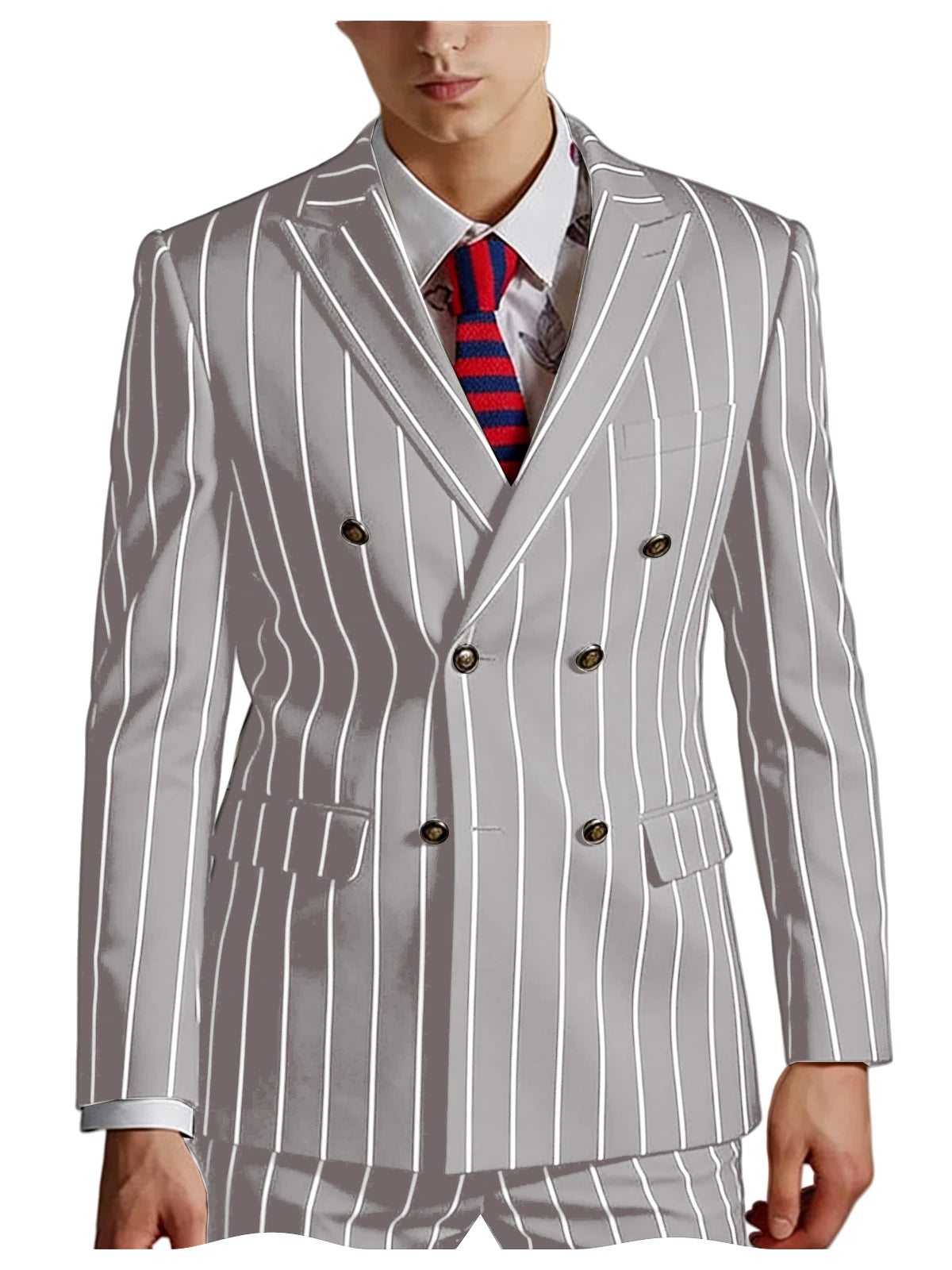 Pinstripe Double-Breasted Slim Tuxedo