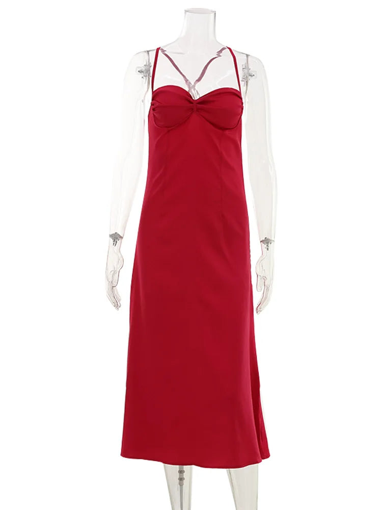 Bow Strap V-Neck Maxi Dress