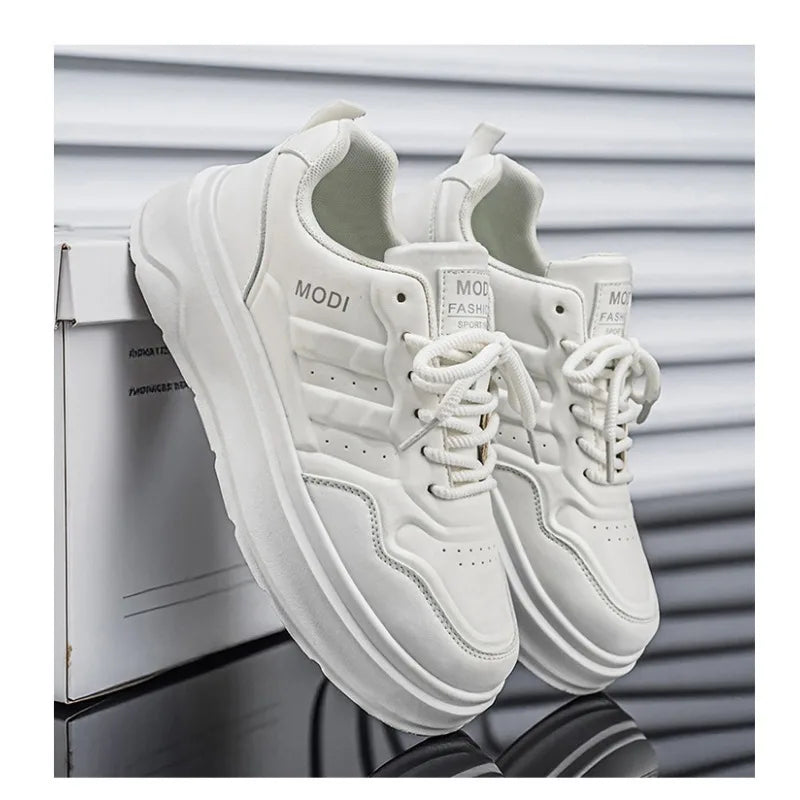 Summer White Platform Leather Sneakers