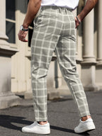 Plaid Tapered Cropped Dress Trousers