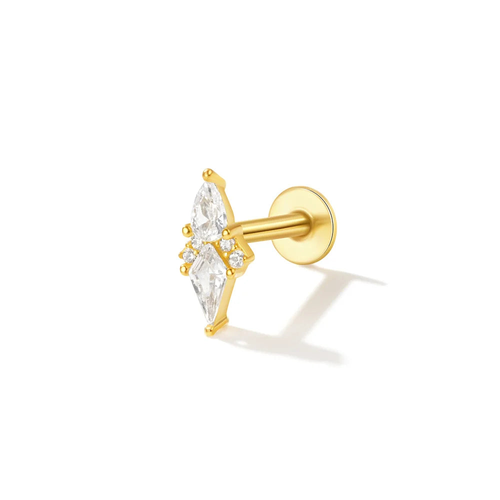 Geometric Pearl Zircon Studs