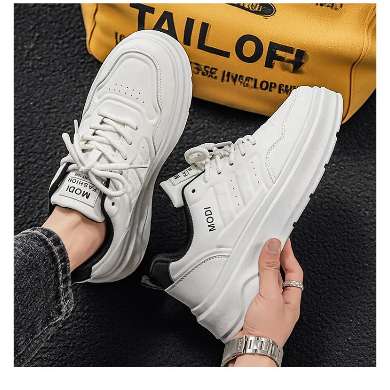 Summer White Platform Leather Sneakers