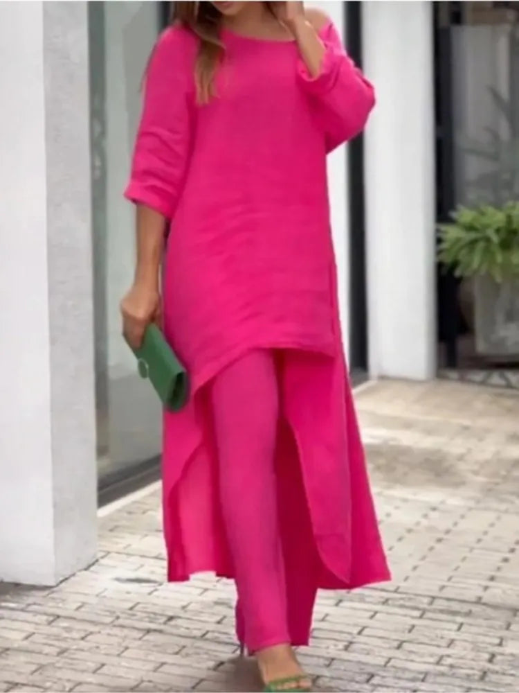 Women's Solid Casual Two Piece