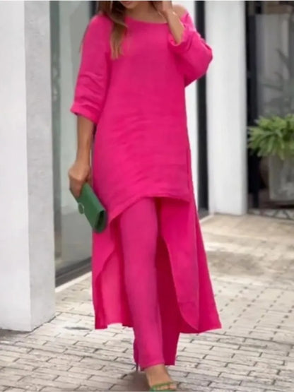 Women's Solid Casual Two Piece