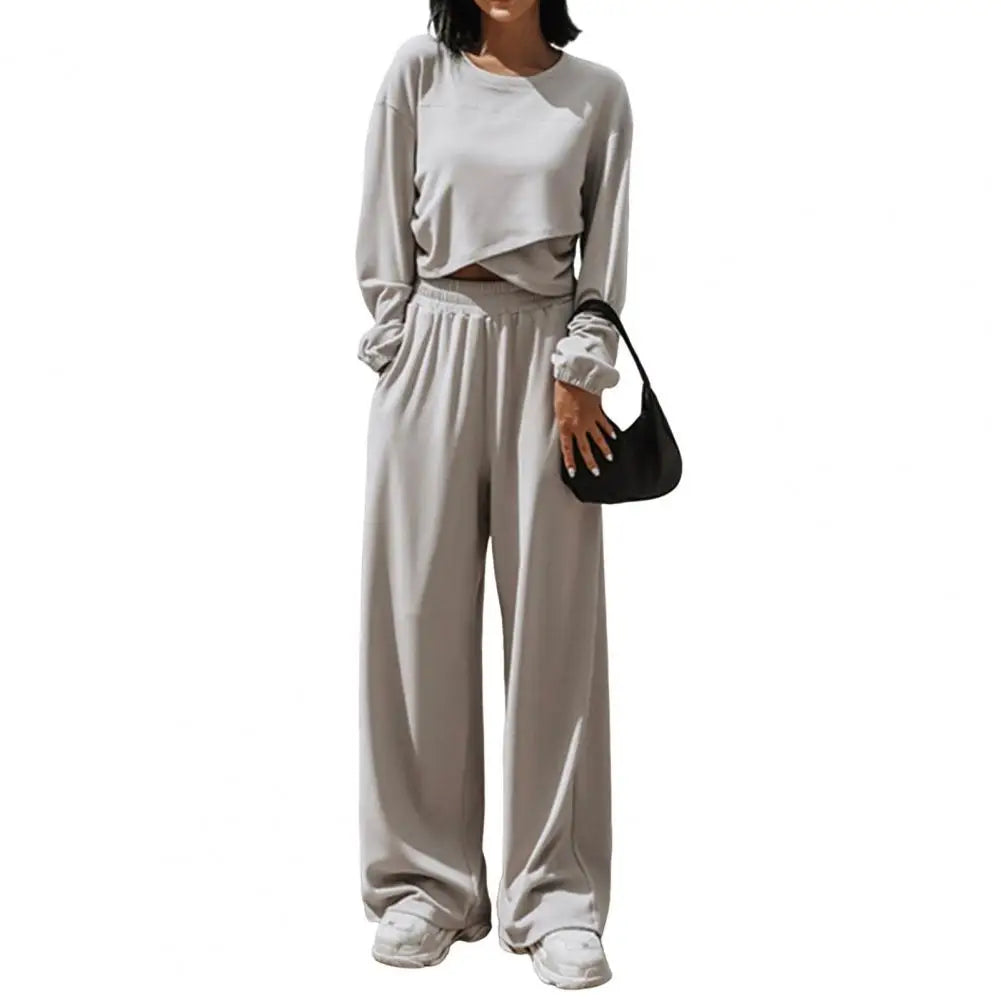Wide-Leg Sweatshirt Pants Set