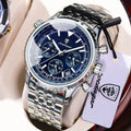 POEDAGAR Business Blue Steel Watch