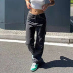 Mid Waist Straight Jeans