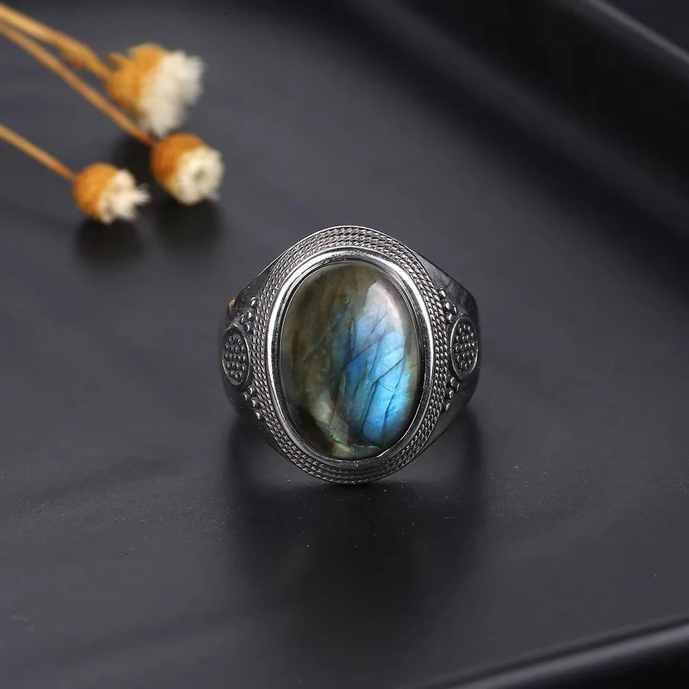 Intgem Labradorite Moonstone Ring