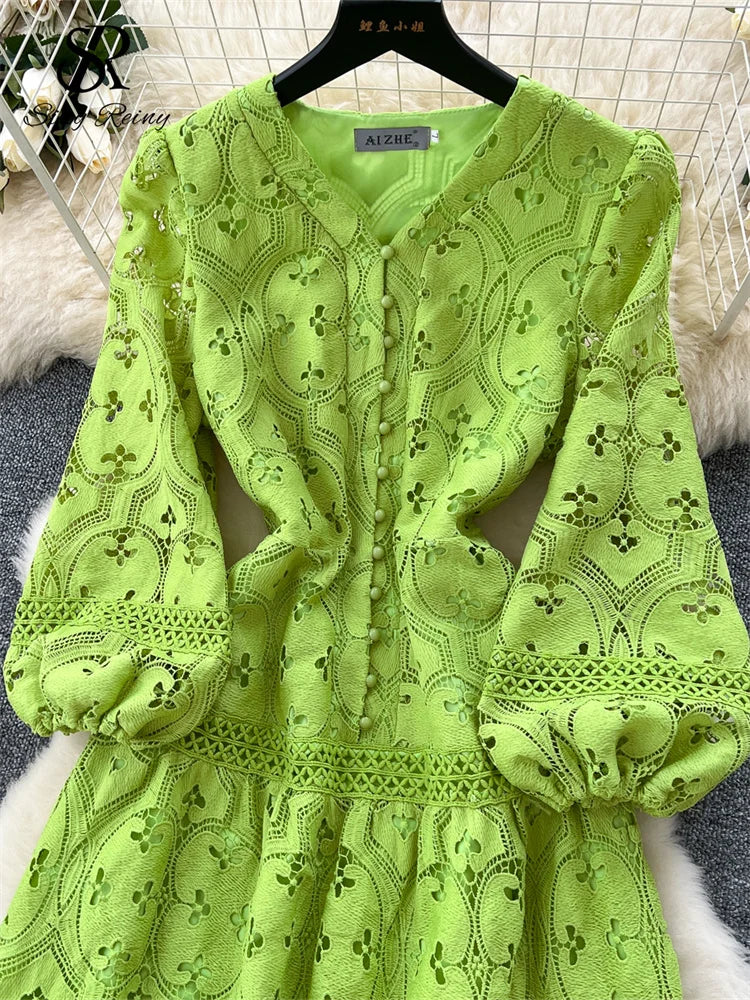 SINGREINY French Vacation Lace Hollow