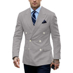 Linen Double-Breasted Slim Tuxedo Blazer