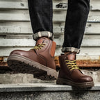 MaiJiaKa Flat-Heel Leather Boots