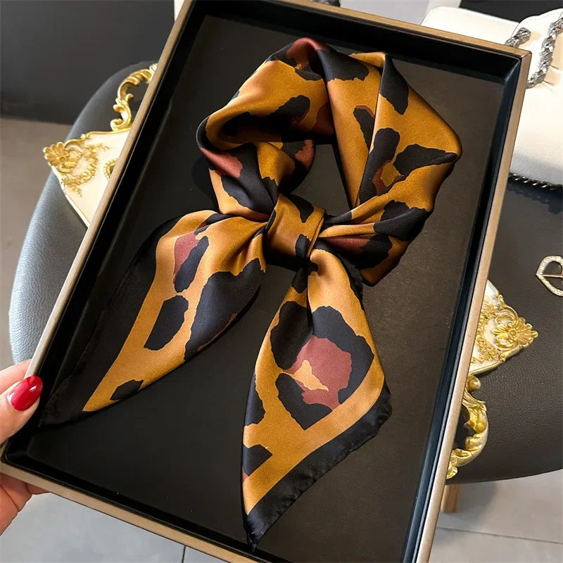 Leopard Print Square Headscarf