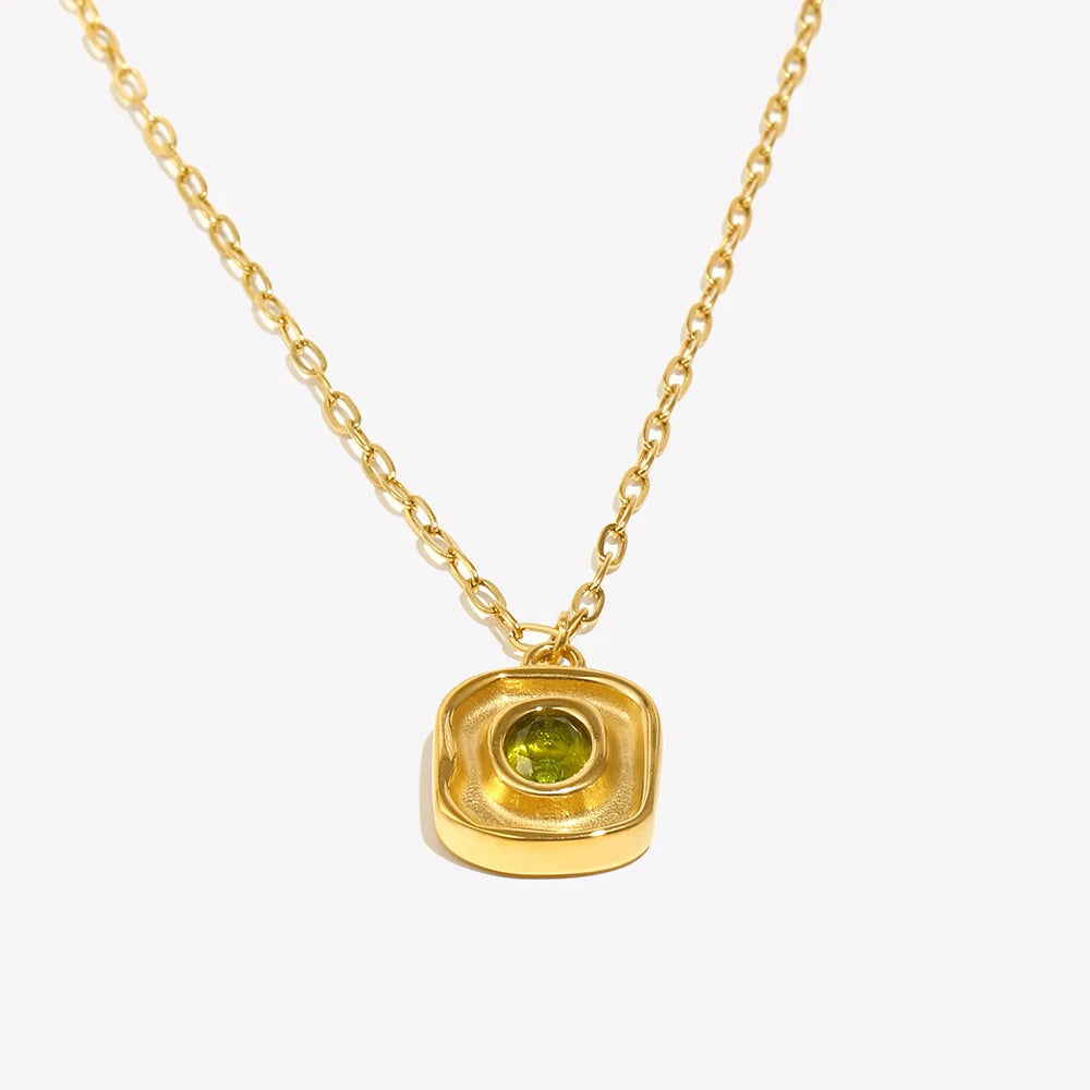 Square Zircon Pendant Necklace