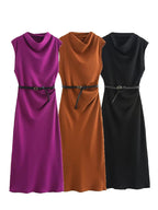 Belted Sleeveless Midi Dress