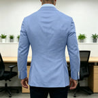 Linen Double-Breasted Slim Tuxedo Blazer