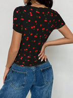 Floral Lace-Trim Crop Top