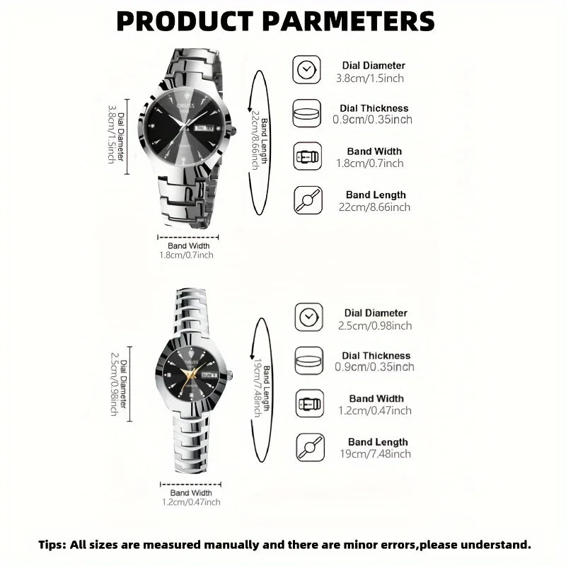 Couples Dial Cutting Quartz Watch